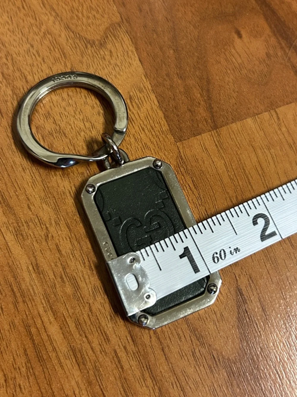 Gucci Black Leather and Gold-Tone Metal Keyring
